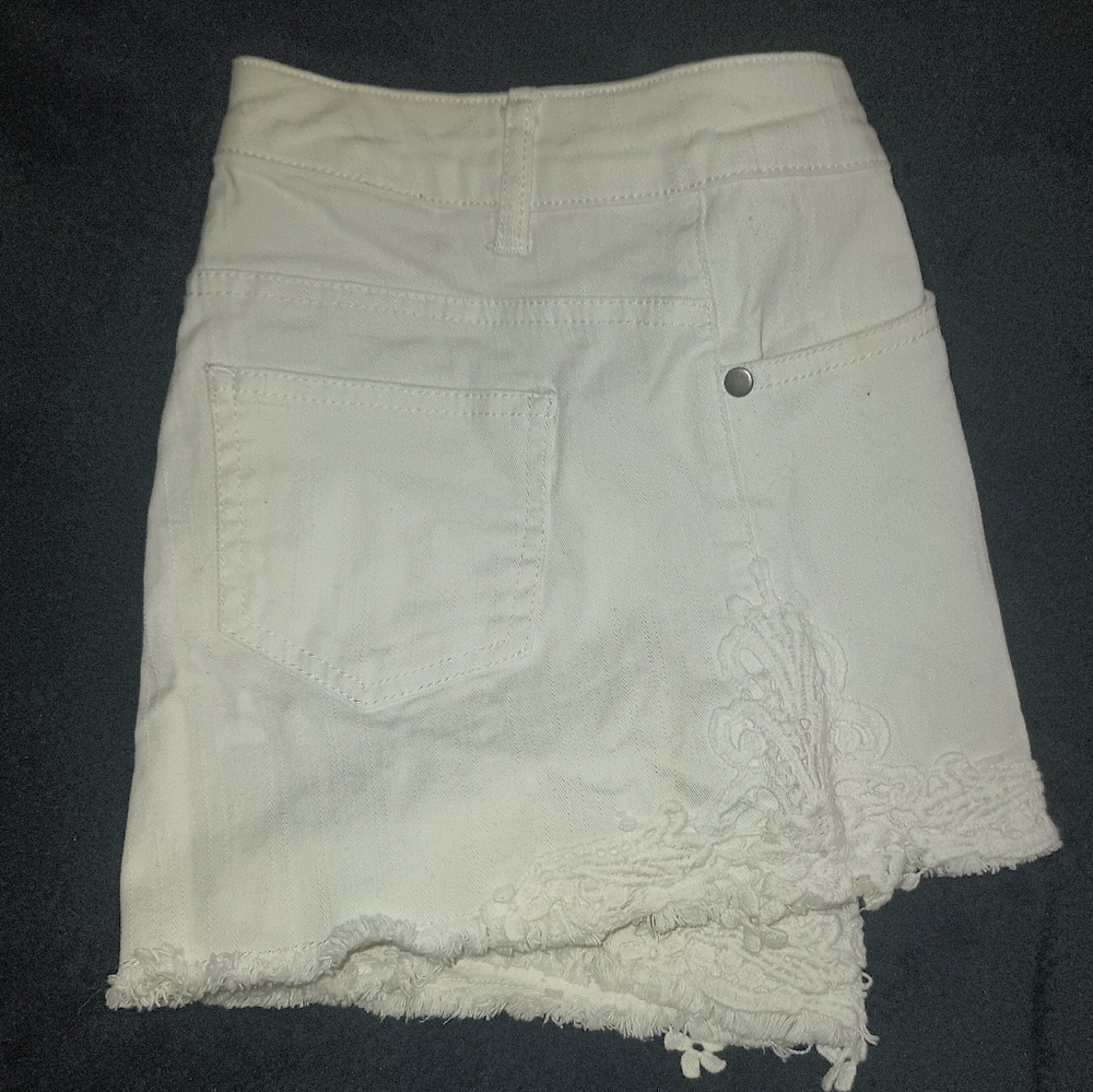 White Denim Crochet Shorts - Picture 8 of 12
